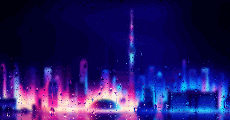 Neon City Rain Drops - Shape your computer beautifully